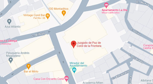 ubicación Registro Civil y Juzgado de Paz de Conil de la Frontera Cádiz